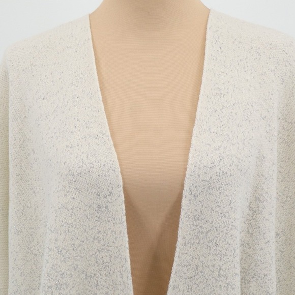 Kate Landry Wrap Metallic Knit Open Front Cream Acrylic Blend One Size - Picture 2 of 7